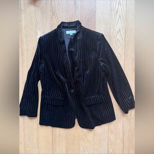 Tahari Velvet Velour Blazer Jacket Rainbow Stripe Pride Colorful Size 16W